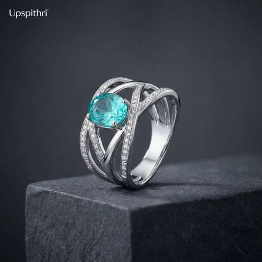CareUplift™ Celestara Aqua Gem Statement Ring